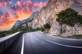 Asphalt road. Colorful landscape with beautiful winding mountain