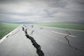 Asphalt road cracks and collapsed