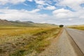 Asphalt road Darkhan-Ulaanbaatar in Mongolia