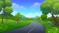 Asphalt road going through the hill with beautiful nature landscape