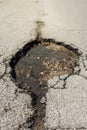 Asphalt road hole damage Royalty Free Stock Photo