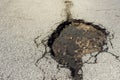 Asphalt road hole damage Royalty Free Stock Photo