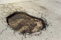 Asphalt road hole damage Royalty Free Stock Photo
