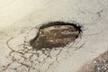 Asphalt road hole damage Royalty Free Stock Photo