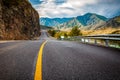 Landscape with beautiful mountain road with a perfect asphalt. Royalty Free Stock Photo