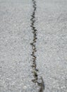 Asphalt road line cracked