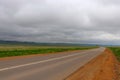 Asphalt road in the mongolian steppe Mongolia