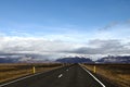 Asphalt road in a mountain landscape in Iceland during autumn Royalty Free Stock Photo