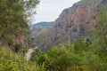 Asphalt road in the mountains on the island of Crete. Royalty Free Stock Photo