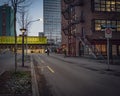 Asphalt road near the entrance of Oerlikon (ZH) station in canton Zurich in Switzerland