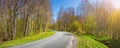 Road panorama on sunny spring day