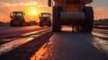 Asphalt, Road rollers working on the new road construction site. Generative Ai Royalty Free Stock Photo