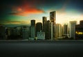 Asphalt road side with beautiful Kuala Lumpur city skyline Royalty Free Stock Photo