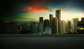 Asphalt road side with beautiful Kuala Lumpur city skyline Royalty Free Stock Photo