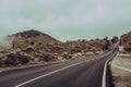 Asphalt road in summer forest with beautiful landscape