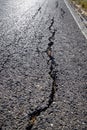 Asphalt road surface crack. Save the planet Royalty Free Stock Photo