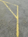 Asphalt road texture with white stripe, yellow strip, Road way background texture and Traffic sign. Traffic lines on the street Royalty Free Stock Photo