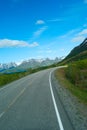Asphalt road to Norvegian mountains