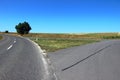 Asphalt road triangle crossroad in nature