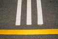 Asphalt road, yellow line on the road. Royalty Free Stock Photo