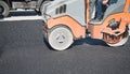 Asphalt roller. Industry. Work. New road Royalty Free Stock Photo