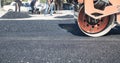 Asphalt roller. Industry. Work. New road Royalty Free Stock Photo
