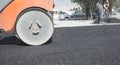 Asphalt roller. Industry. Work. New road Royalty Free Stock Photo