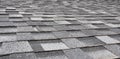 Asphalt Shingles Panoramic Photo. House rooftop asphalt roofing shingles textured background