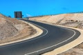 Asphalt Winding Road in the Desert on a Sunny Day Royalty Free Stock Photo