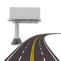 Asphalted road with billboard. Isolated 3D Royalty Free Stock Photo