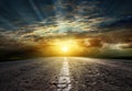 Asphalted road at sunset. Royalty Free Stock Photo