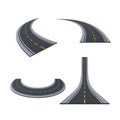 Asphalted roads, track, highways, car roads with bends, ascents, turns. Royalty Free Stock Photo