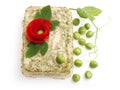 Aspic from bird decorated with tomato flower... Royalty Free Stock Photo