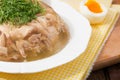 Aspic of chicken meat, beef and pork. Royalty Free Stock Photo