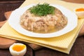 Aspic of chicken meat, beef and pork. Royalty Free Stock Photo
