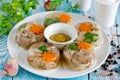 Aspic jellied meat with vegetables Royalty Free Stock Photo