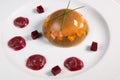 Aspic recipe, jelly made from a broth of prawns and peppery beetroot Royalty Free Stock Photo