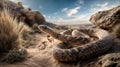 An Aspidelaps snake coiled on sandy terrain Royalty Free Stock Photo