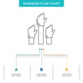 Aspiration, business, desire, employee, intent Business Flow Chart Design with 3 Steps. Line Icon For Presentation Background