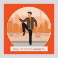 Aspiration to kung fu illustration Royalty Free Stock Photo