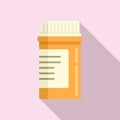 Aspirin pill jar icon, flat style