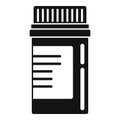 Aspirin pill jar icon, simple style