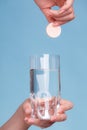 Aspirin pill tablet and glass water for headache Royalty Free Stock Photo