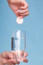 Aspirin pill tablet and glass water for headache Royalty Free Stock Photo