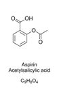 Aspirin, Acetylsalicylic acid, formula and structure