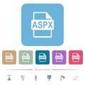 ASPX file format flat icons on color rounded square backgrounds