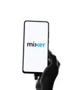 Assam, india - April 19, 2021 : Mixer sream logo on phone screen stock image.