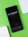 Assam, india - Augest 2, 2020 : Extrade/E*trade financial corporation logo displayed on a smartphone.