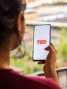 Assam, india - Augest 15, 2020 : TED  talks logo on phone screen. Royalty Free Stock Photo