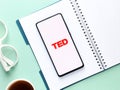 Assam, india - Augest 15, 2020 : TED  talks logo on phone screen. Royalty Free Stock Photo